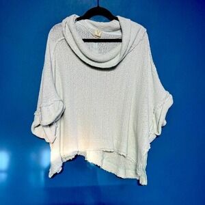 We The Free So Comfy Tee Women's Size XS Mint Blue Poncho Cowl Knit Boho Hippie